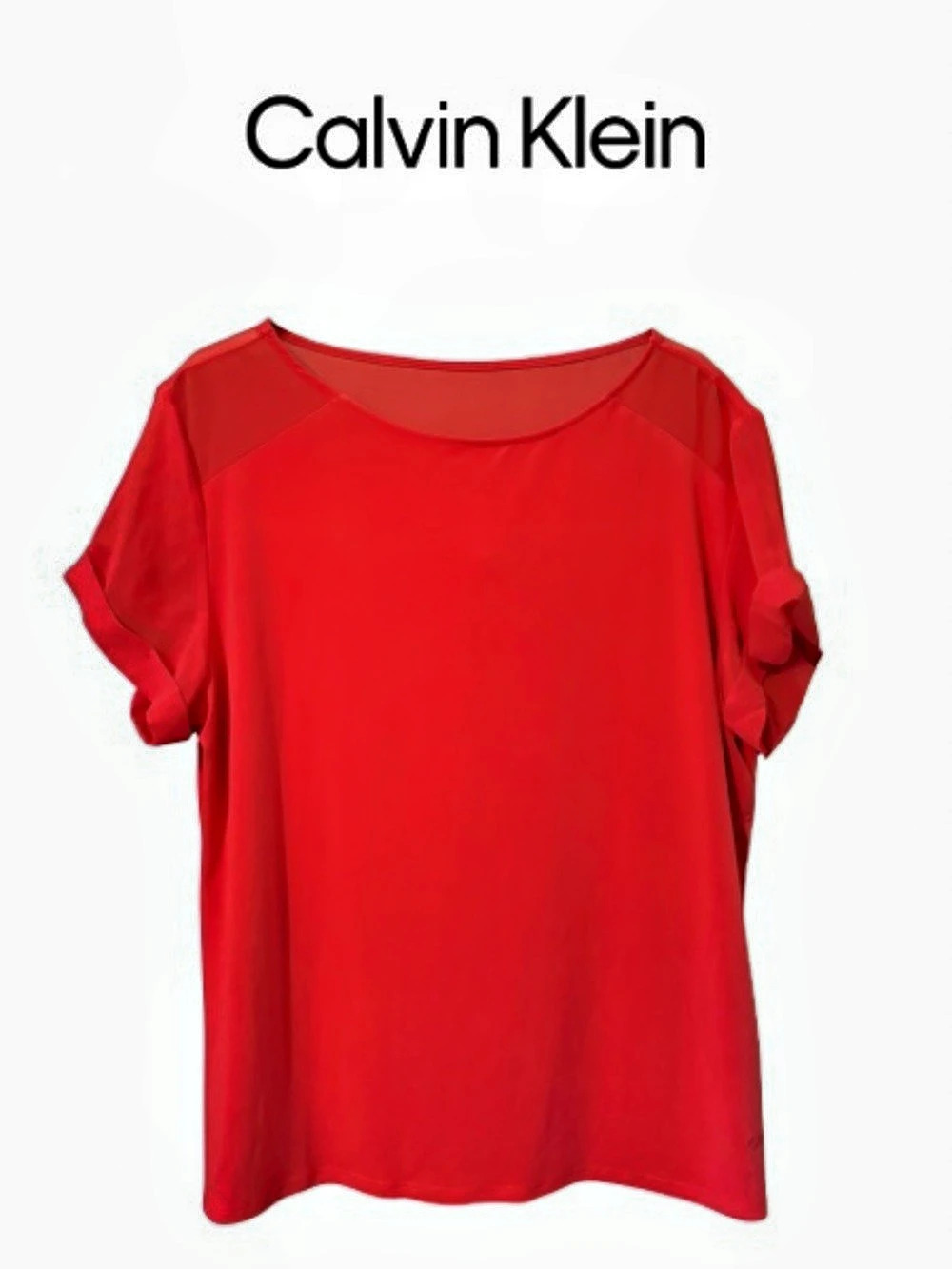 Calvin Klein Red Short Sleeve Blouse